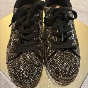 INC Sparkling Black Rhinestone Women's Sneakers size 9